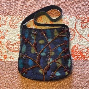 Rising Tide wool felted bag floral swirls
